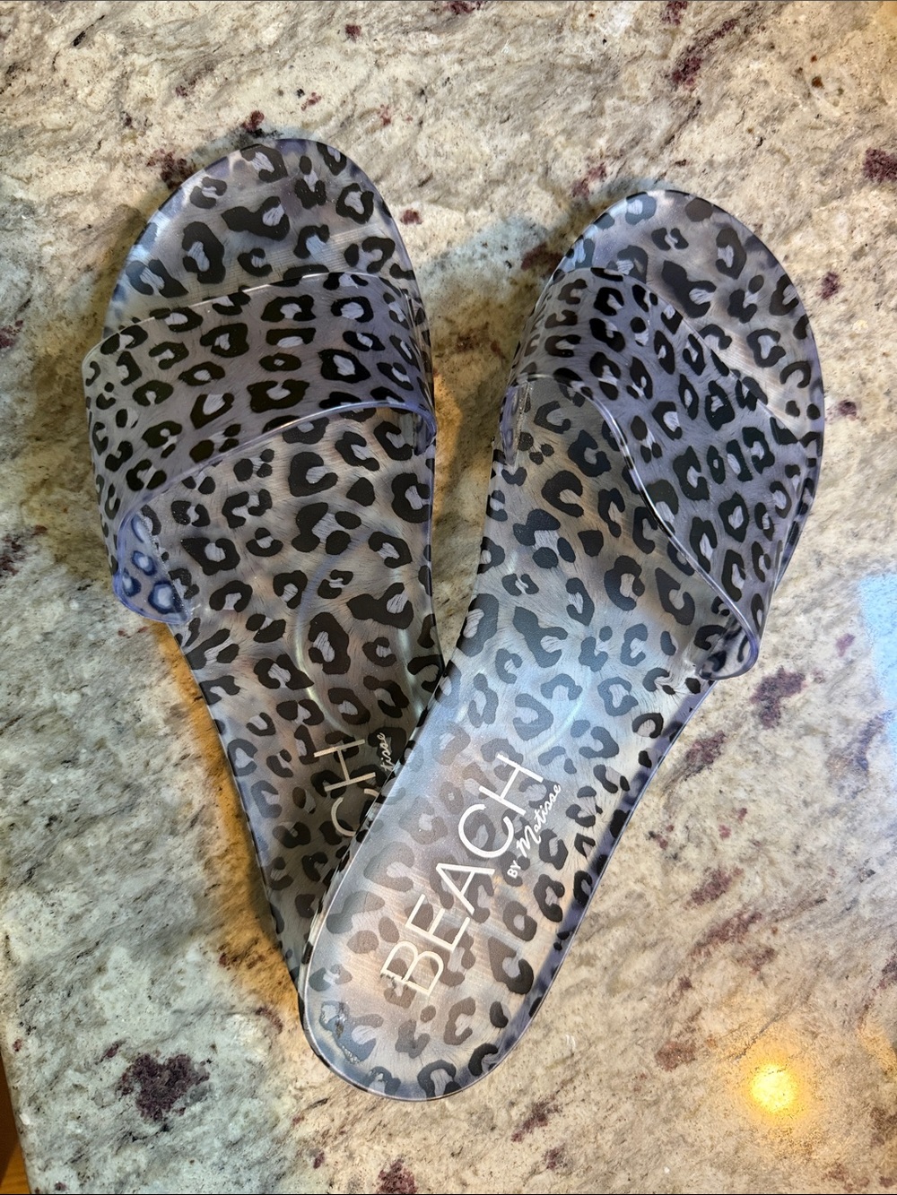 BEACH by Matisse Gray Leopard Slide Sandals